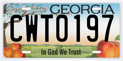 GA license plate CWT0197