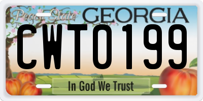 GA license plate CWT0199