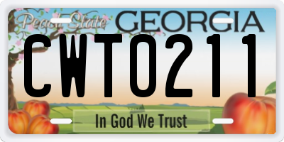 GA license plate CWT0211