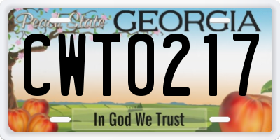 GA license plate CWT0217
