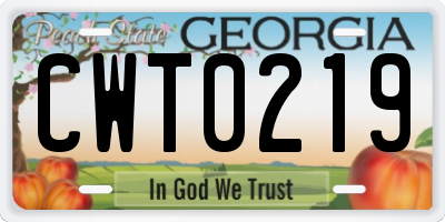 GA license plate CWT0219