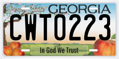 GA license plate CWT0223