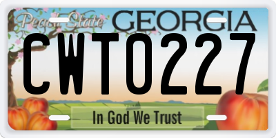 GA license plate CWT0227