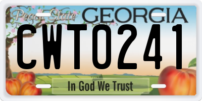 GA license plate CWT0241