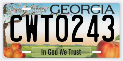 GA license plate CWT0243
