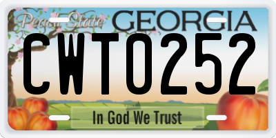 GA license plate CWT0252