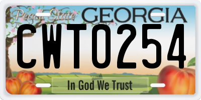 GA license plate CWT0254