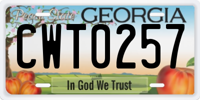 GA license plate CWT0257