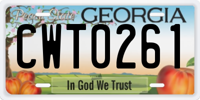 GA license plate CWT0261