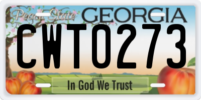 GA license plate CWT0273