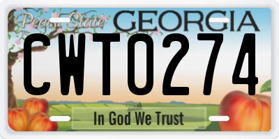 GA license plate CWT0274