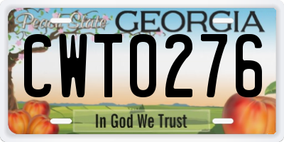 GA license plate CWT0276
