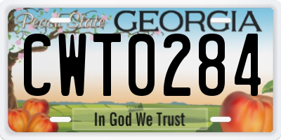 GA license plate CWT0284
