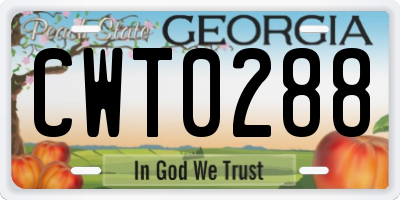 GA license plate CWT0288