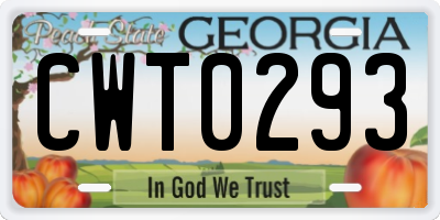 GA license plate CWT0293
