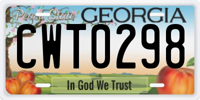 GA license plate CWT0298