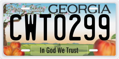 GA license plate CWT0299