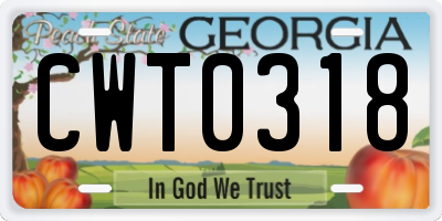 GA license plate CWT0318