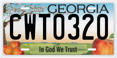 GA license plate CWT0320