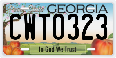 GA license plate CWT0323