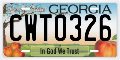 GA license plate CWT0326