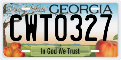 GA license plate CWT0327