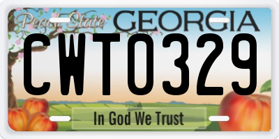 GA license plate CWT0329