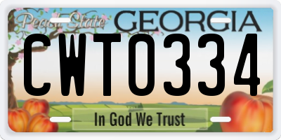 GA license plate CWT0334