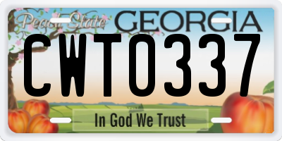GA license plate CWT0337