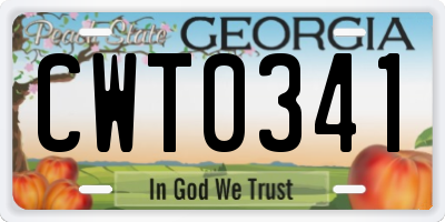 GA license plate CWT0341