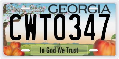 GA license plate CWT0347