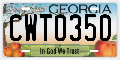 GA license plate CWT0350