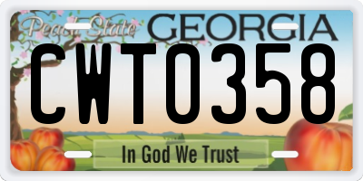 GA license plate CWT0358