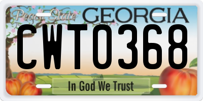 GA license plate CWT0368