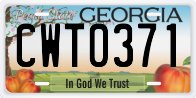 GA license plate CWT0371