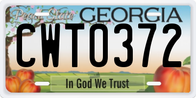 GA license plate CWT0372