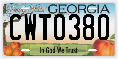 GA license plate CWT0380