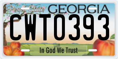 GA license plate CWT0393