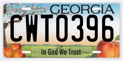 GA license plate CWT0396