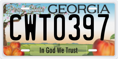 GA license plate CWT0397