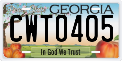 GA license plate CWT0405