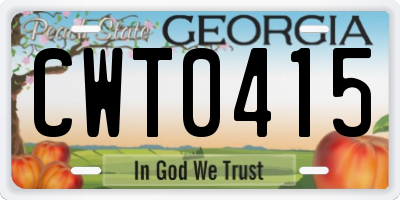 GA license plate CWT0415