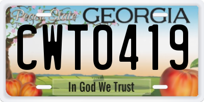 GA license plate CWT0419