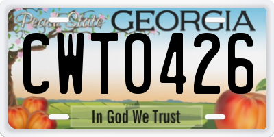 GA license plate CWT0426