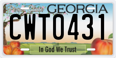 GA license plate CWT0431