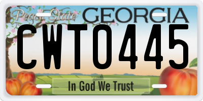 GA license plate CWT0445