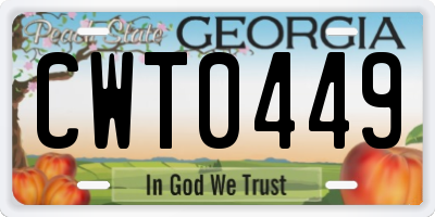 GA license plate CWT0449