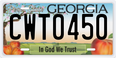 GA license plate CWT0450
