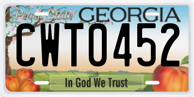 GA license plate CWT0452
