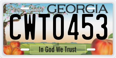 GA license plate CWT0453